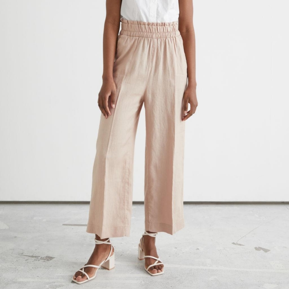 NWT & Other Stories High Waisted Beige Linen Pants